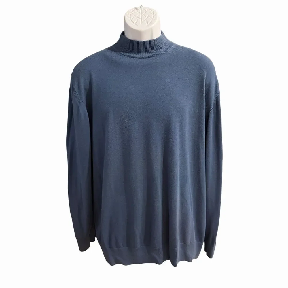 Murano Mens Lot Long Sleeve Crew Neck Sweater Sz XL Dark Gray Blue Cotton Modal